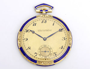 Rare Vintage Patek Philippe 18k Yellow Gold & Lapis Pocket Watch