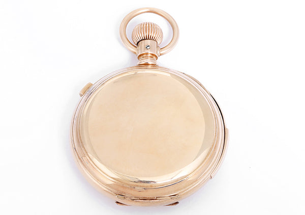 Rare Collectible Waltham 14k Yellow Gold Hunter Case Five Minute Repeating Chronograph Pocket Watch
