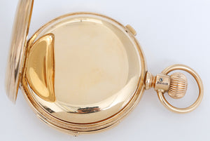 Rare Collectible Waltham 14k Yellow Gold Hunter Case Five Minute Repeating Chronograph Pocket Watch