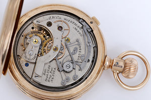 Rare Collectible Waltham 14k Yellow Gold Hunter Case Five Minute Repeating Chronograph Pocket Watch