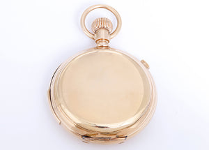 Rare Collectible Waltham 14k Yellow Gold Hunter Case Five Minute Repeating Chronograph Pocket Watch