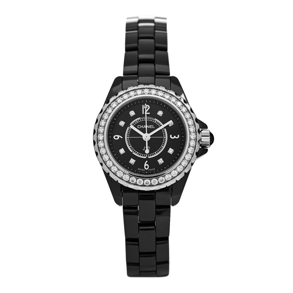 Chanel J12 Black Ceramic Diamond 29mm Watch H2571