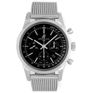 Breitling Transocean Black Chronograph Dial Stainless Steel Men's Watch AB015212