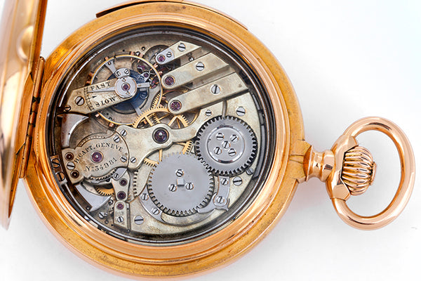 Vintage Henry Capt Quarter Hour Repeater 18k Rose Gold Hunting Case Pocket Watch