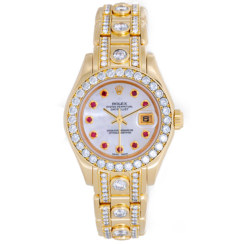 Rolex Ladies Masterpiece/Pearlmaster Gold 180 Diamond Watch 69298