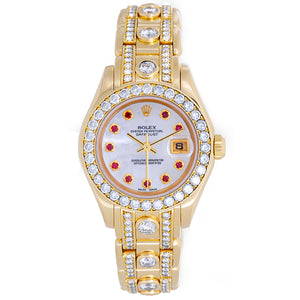 Rolex Ladies Masterpiece/Pearlmaster Gold 180 Diamond Watch 69298