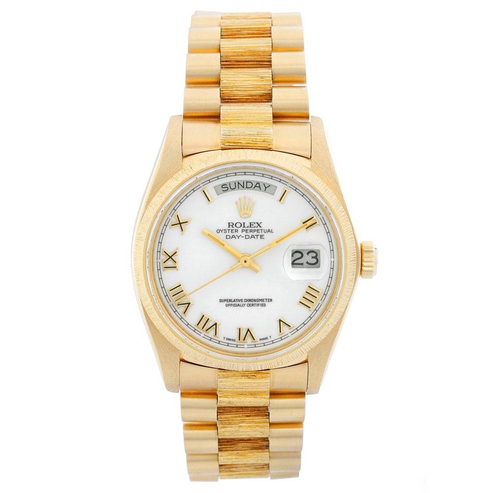 Rolex President Day-Date 18k Yellow Gold Bark Finish Watch 18078