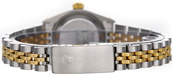 Rolex Ladies Datejust 2-Tone Steel/Gold Watch Black Stick Dial 69173