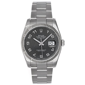 Rolex Datejust Stainless Steel Men's  Watch White Gold Fluted Bezel 116234