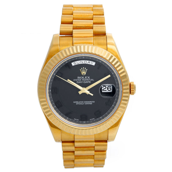 Rolex Day-Date II President Watch Black-Out Dial 218238