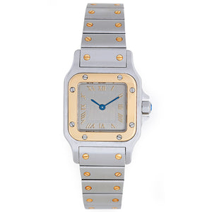 Cartier Santos Galbee Steel & Gold Ladies Watch Silver Roman Dial