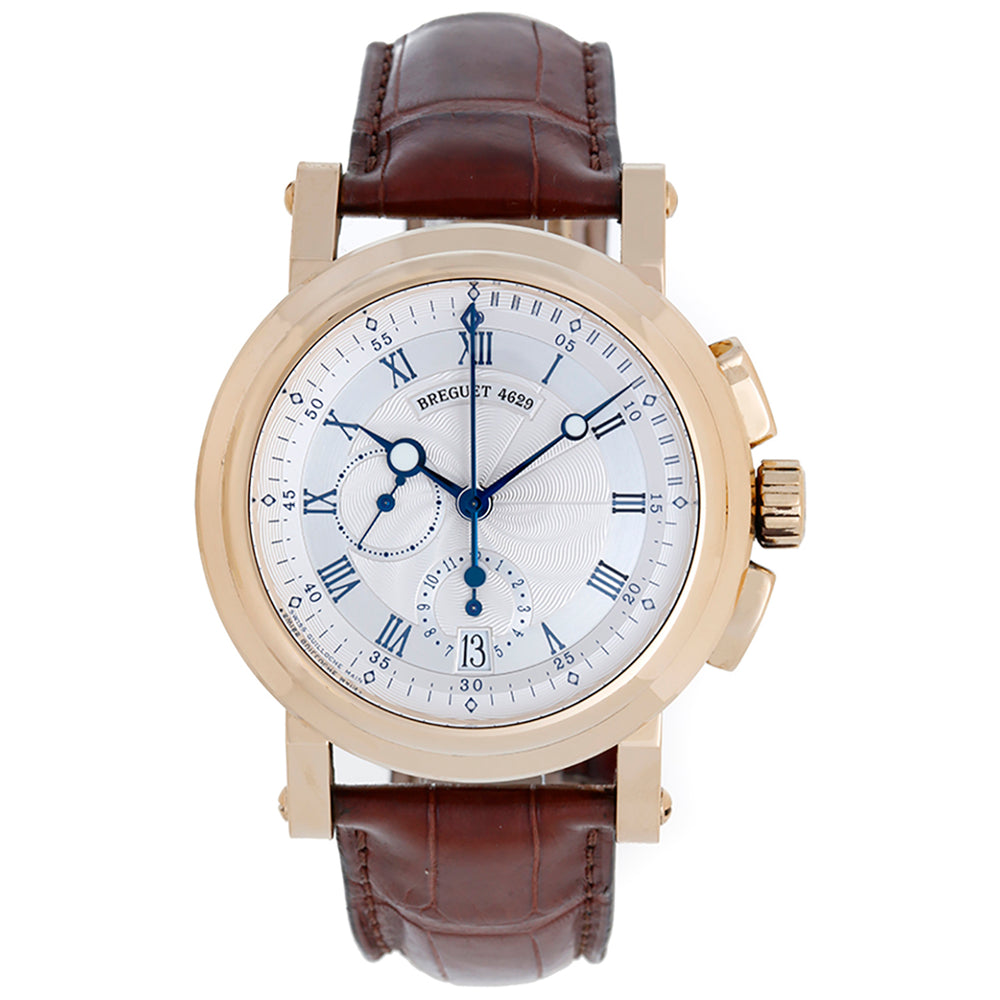 Breguet Marine II Big Date 18k Yellow Gold Men's Watch with Flyback Chronograph 5827BA.125.ZU