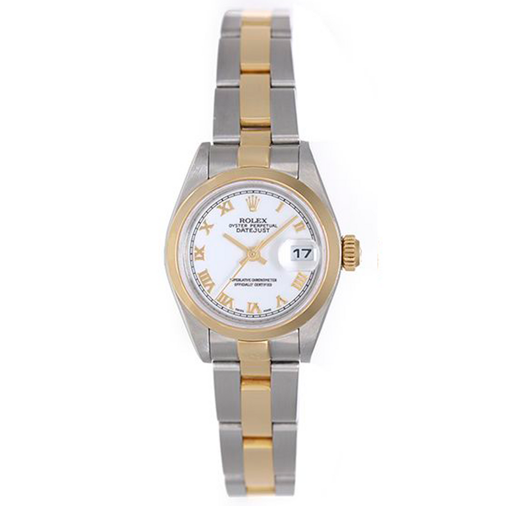Ladies Rolex Datejust Watch with Smooth Yellow Gold Bezel 79163