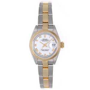 Ladies Rolex Datejust Watch with Smooth Yellow Gold Bezel 79163
