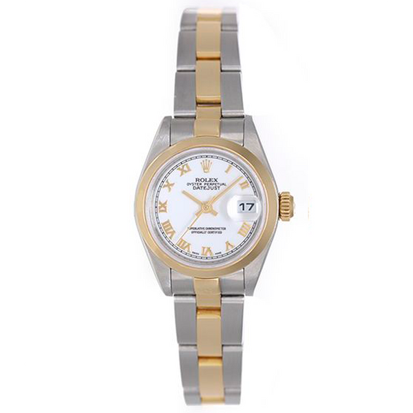 Ladies Rolex Datejust Watch with Smooth Yellow Gold Bezel 79163