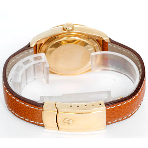 Rolex Datejust 18k Yellow Gold Men's Watch on Leather Strap Band 116138