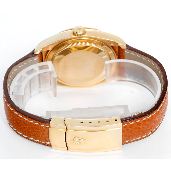 Rolex Datejust 18k Yellow Gold Men's Watch on Leather Strap Band 116138