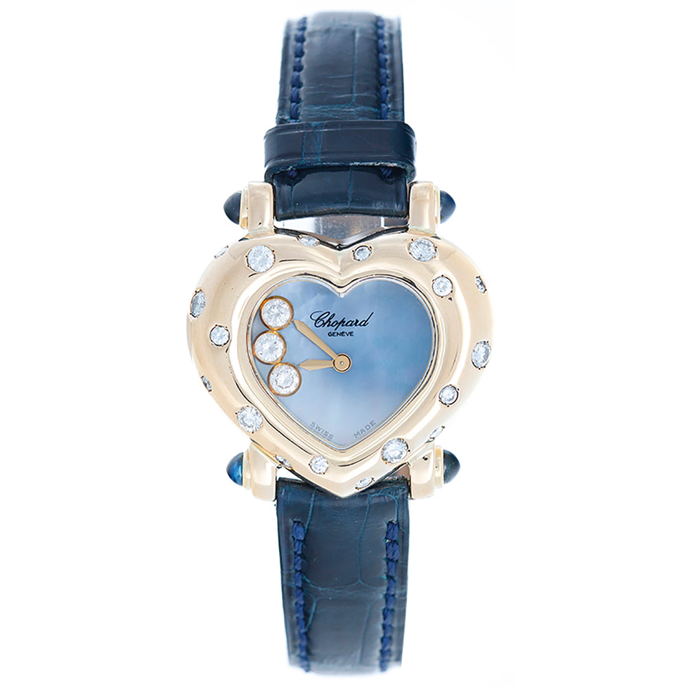 Chopard Happy Hearts Ladies 18k Yellow Gold Watch Blue MOP Dial 20/6626-23