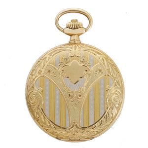 Vintage Omega Engraved 18k Yellow Gold Men's Pocket Watch in Original Box