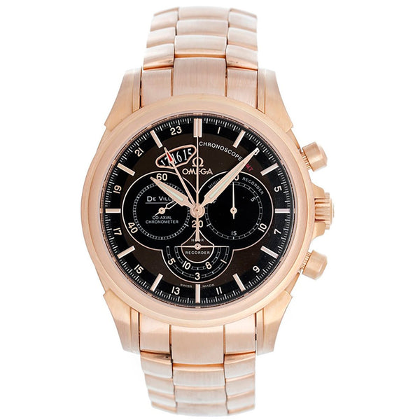Omega De Ville Automatic Chronograph GMT Men's 18K Rose Gold Watch 422.53.44.52.13.001