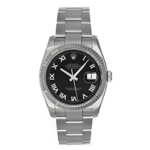 Rolex Datejust Stainless Steel Men's  Watch White Gold Fluted Bezel 116234