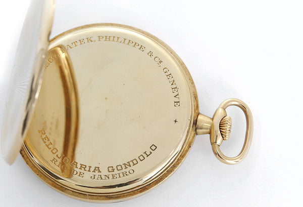 Rare Vintage Patek Philippe Relojoaria Gondolo 18k Yellow Gold Open Face Pocket Watch