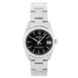 Rolex Datejust Midsize Men's or Ladies Steel Watch 68240 Black Dial