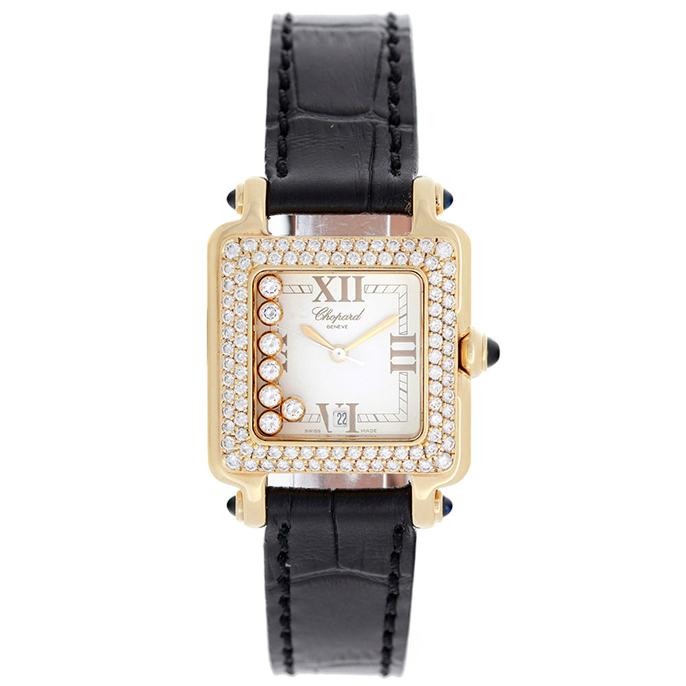 Chopard Happy Sport 7-Floating Diamonds Yellow Gold Square Ladies Watch 27/6679-23