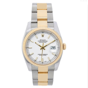 Rolex Datejust Men's 2-Tone Steel & Gold Watch Silver Stick Dial 116233