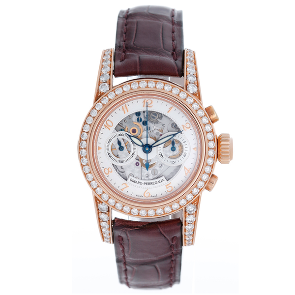 Girard-Perregaux Skeleton Chronograph 18k Rose Gold Diamond Ladies Watch Ref. 8046