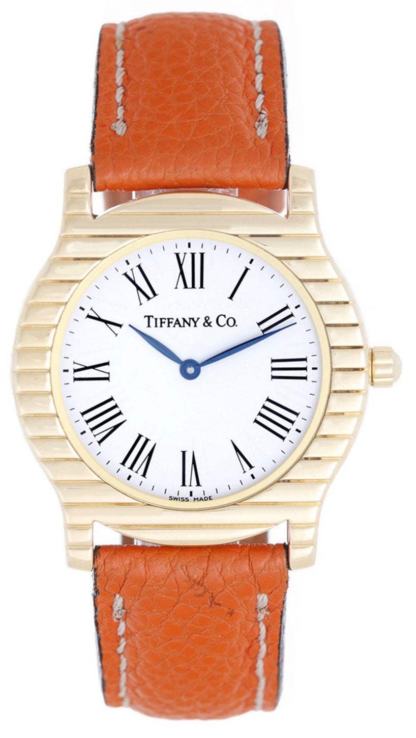 Tiffany & Co. Ladies 34mm Quartz Watch Orange Leather Band