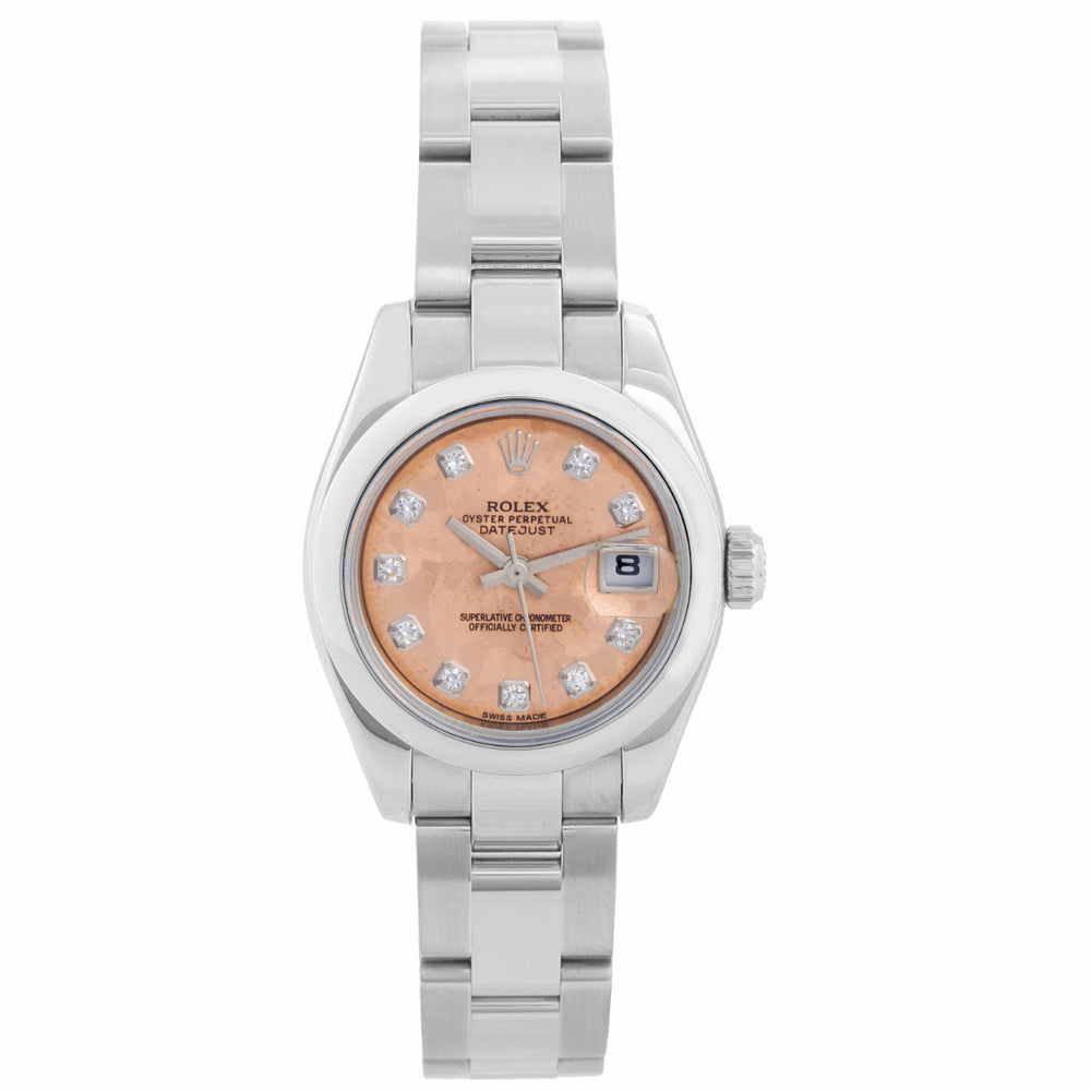 Rolex Datejust Ladies Stainless Steel Watch Pink Gold Crystal 179160