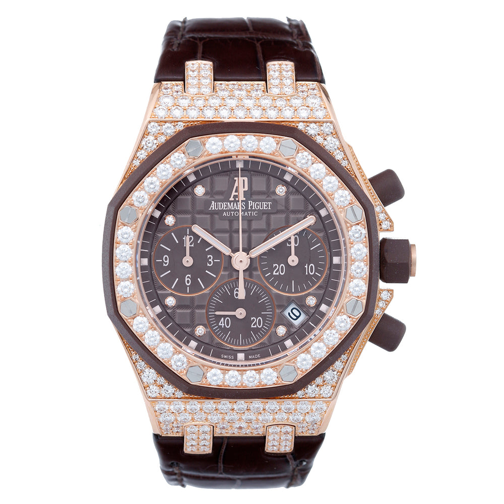 Audemars Piguet Royal Oak Diamond Chronograph 18 kt Rose Gold Ladies Watch 26092OK.ZZ.D080CA.01
