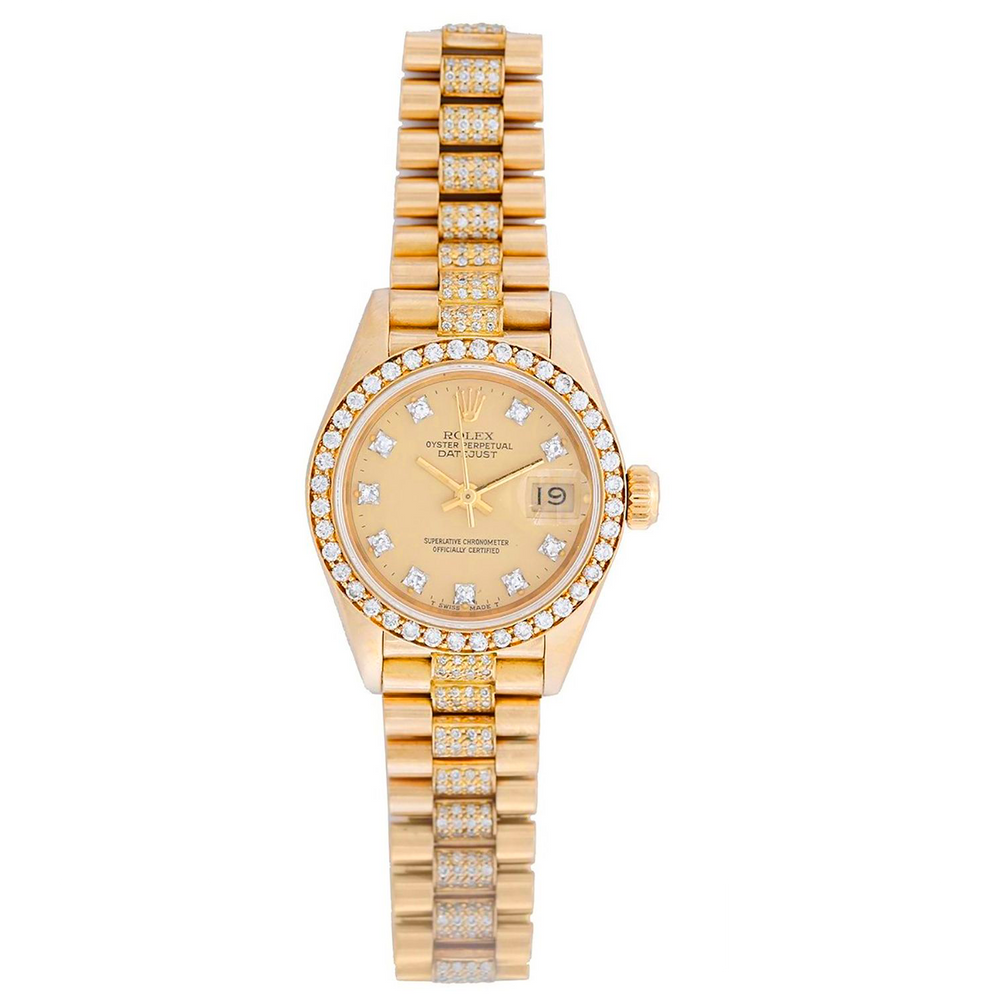 Rolex President Ladies 18k Gold Diamond Watch 79138