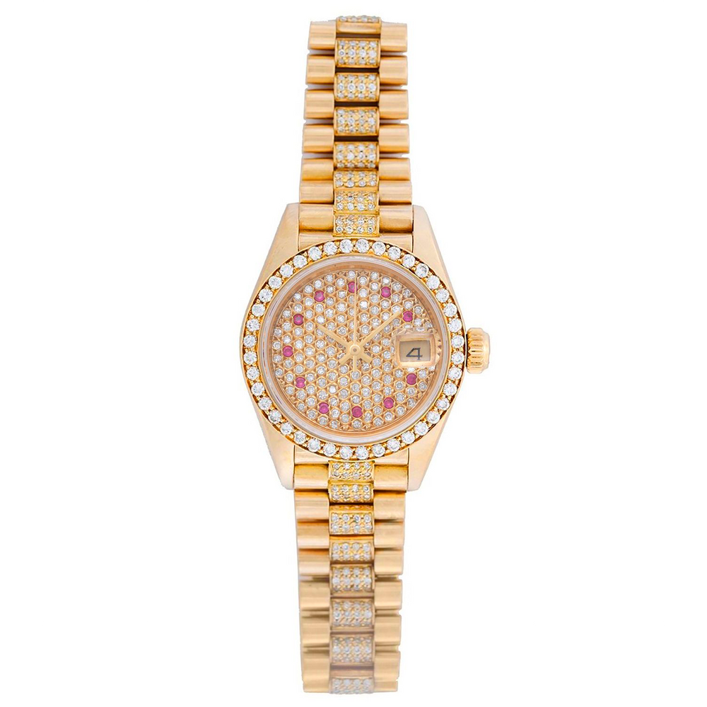 Rolex President 18k Ladies Gold Diamond Watch 79138