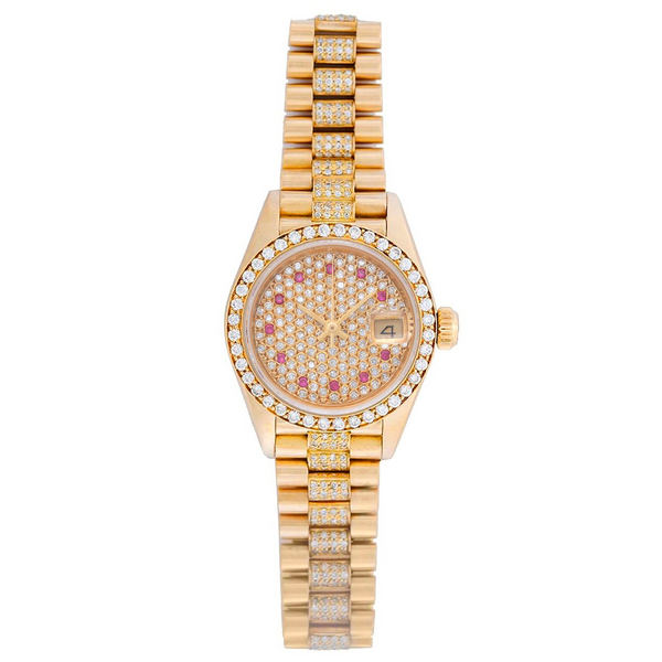 Rolex President 18k Ladies Gold Diamond Watch 79138