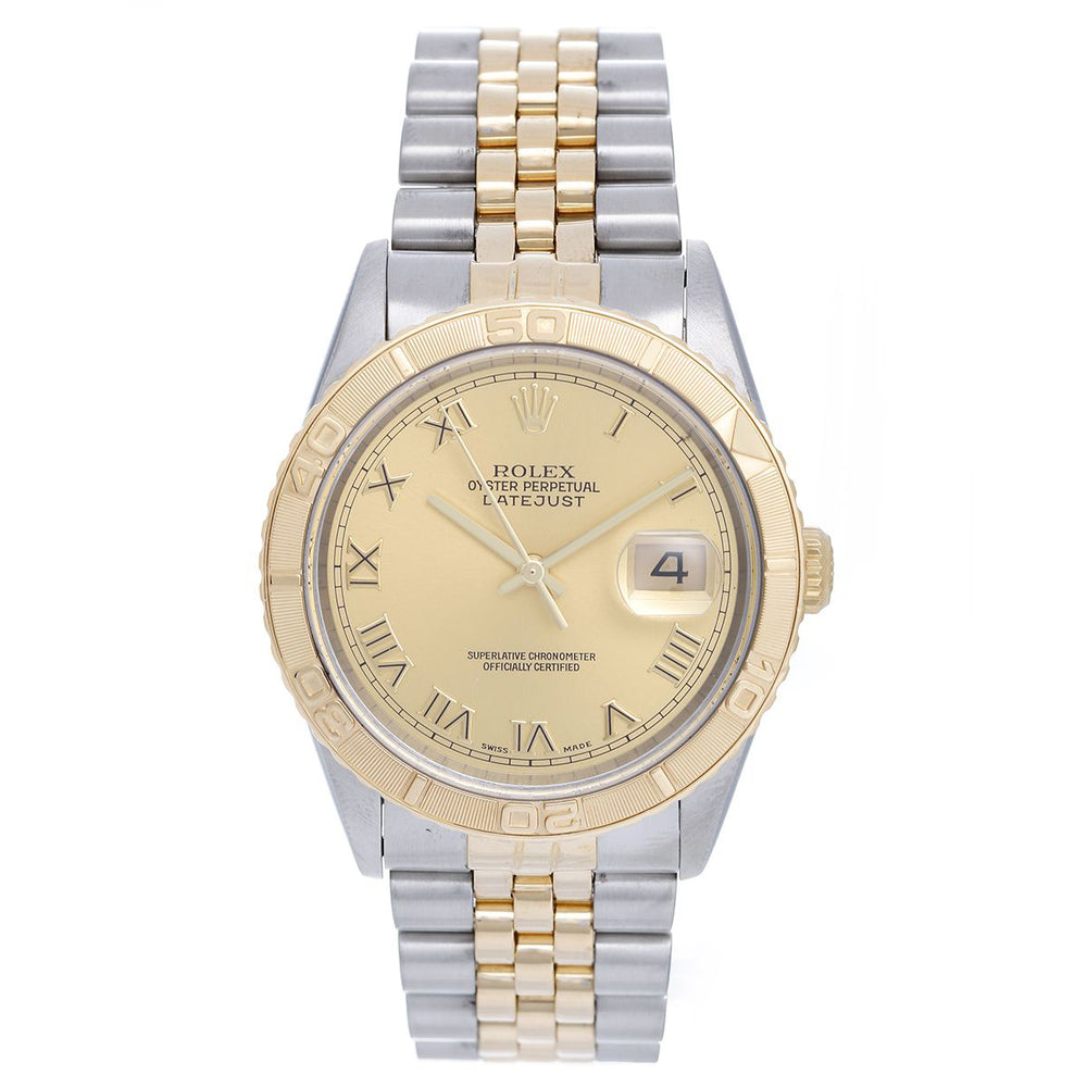 Rolex 2-Tone Turnograph Men's Steel & Gold Watch Champagne Dial 16263