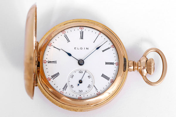 Elgin Antique 14K Gold Filled Hunter Case Pocket Watch