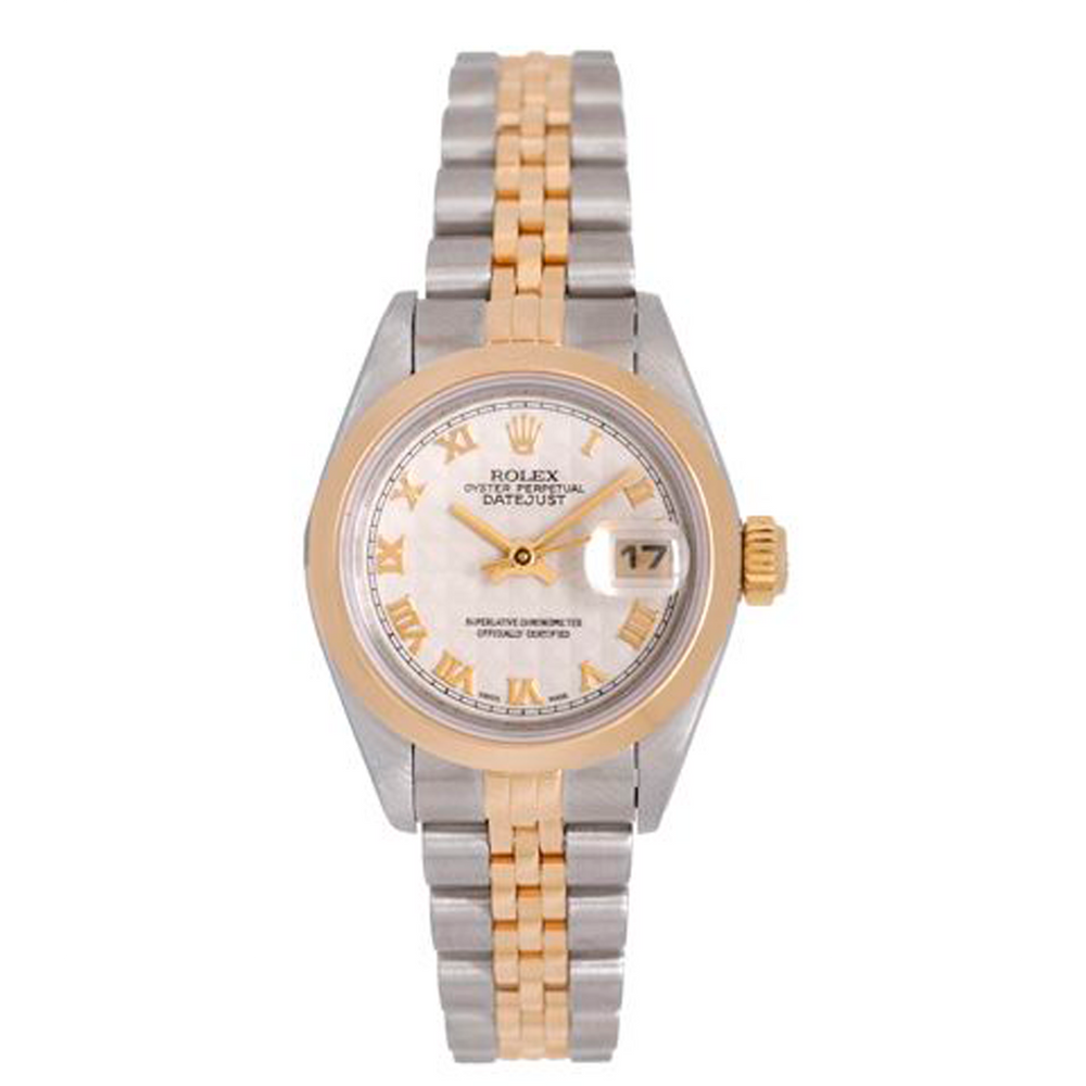 Ladies Rolex Datejust 2-Tone Watch 79163 Ivory Pyramid Dial