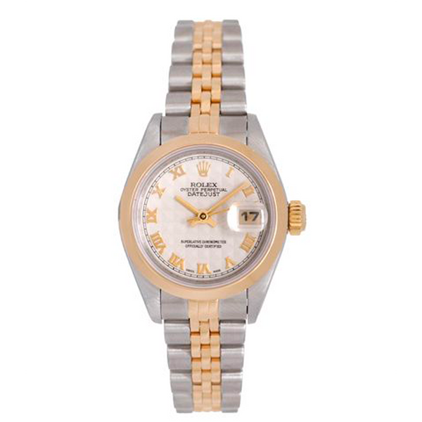 Ladies Rolex Datejust Watch 69163 Cream Pyramid Dial