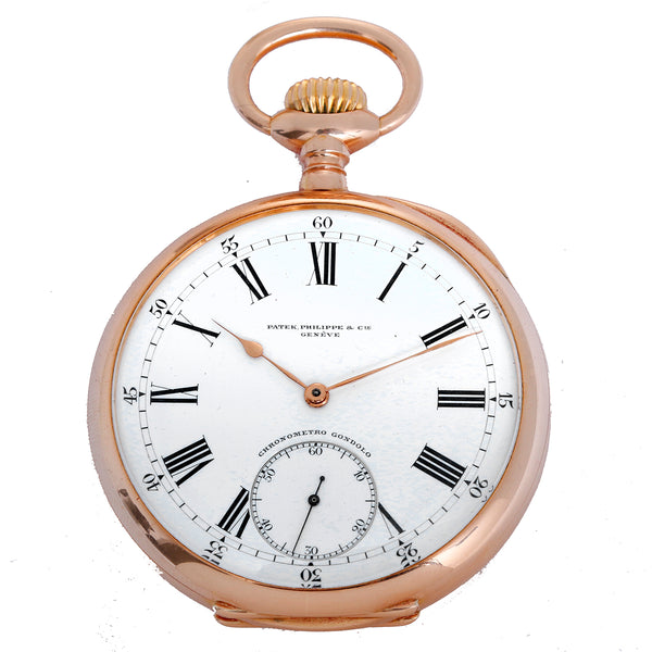 Rare Vintage Patek Philippe Relojoeiros Gondolo 18k Yellow Gold Open Face Pocket Watch