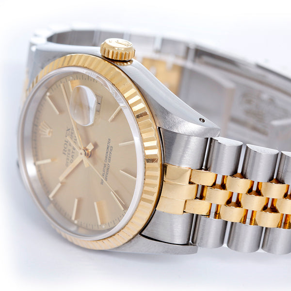 Men's Rolex Datejust 16233 Steel & Gold Watch  Champagne Dial