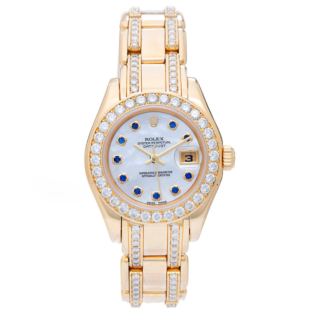 Rolex Ladies Masterpiece/Pearlmaster Gold Diamond Watch 80298