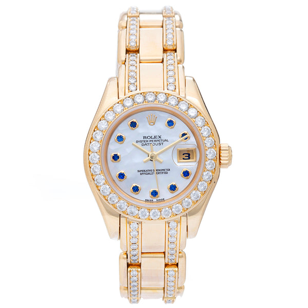Rolex Ladies Masterpiece/Pearlmaster Gold Diamond Watch 80298