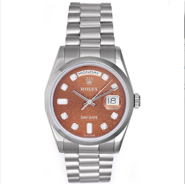 Rolex Platinum President  Day-Date Havana Dial Watch 118206