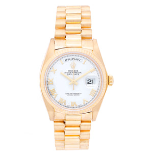 Rolex President Day-Date Men's White Dial Watch 18038
