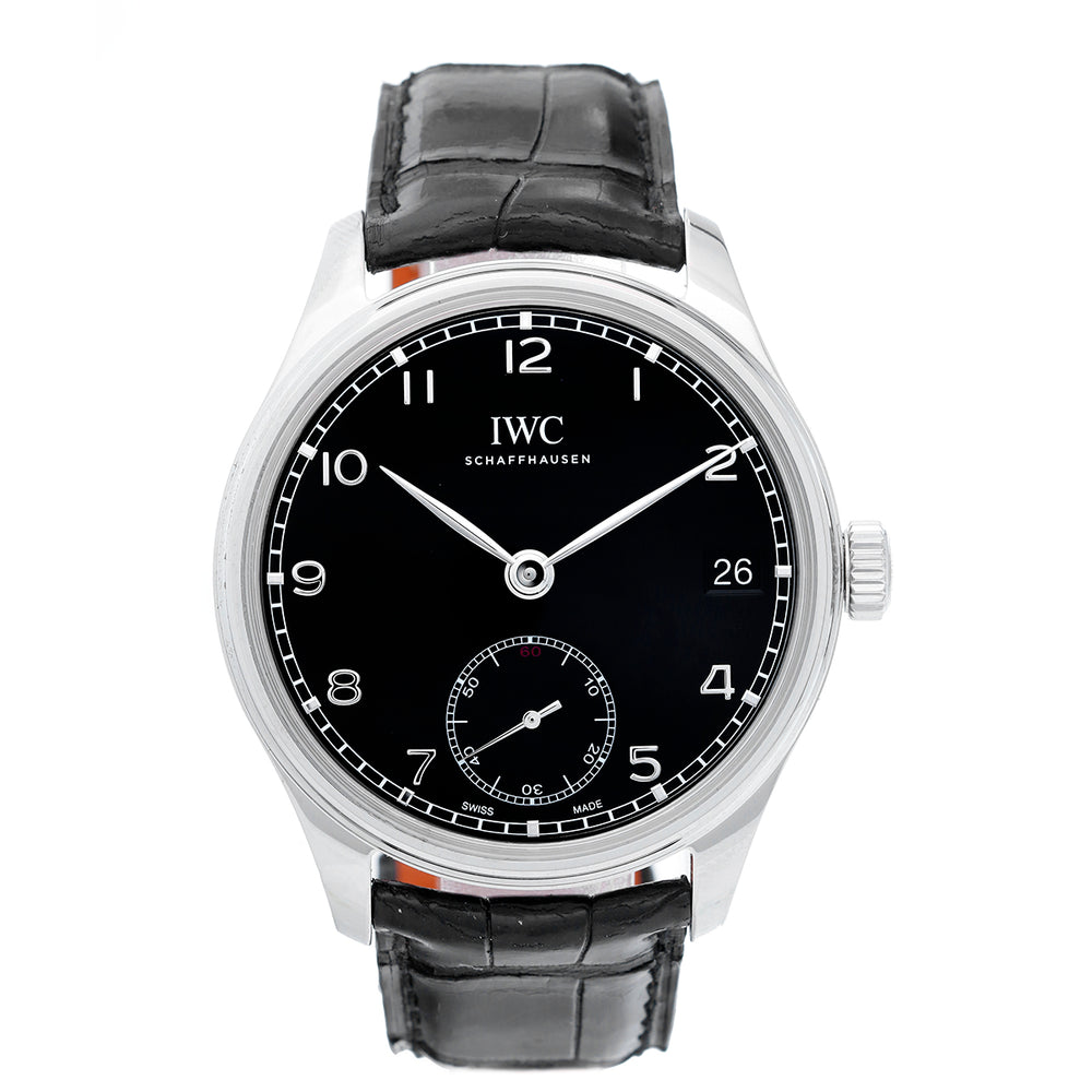 IWC Portuguese Hand Wound Eight Days Black Watch IW510202