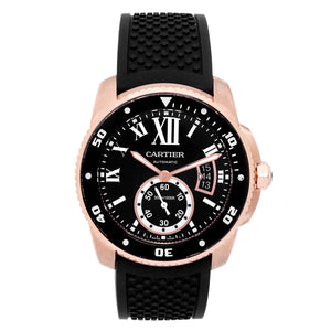 Calibre de Diver Cartier Men's 18K Rose Gold Watch W7100052