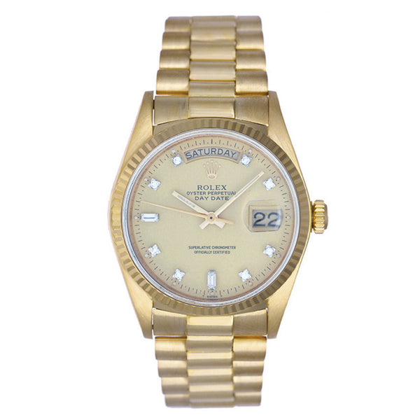 Rolex President Day-Date 18k Gold & Diamond Men's Watch 18038