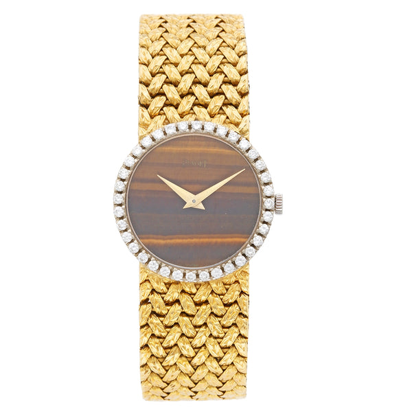 Piaget 18K Yellow Gold Tiger's Eye Dial Ladies Watch Front View